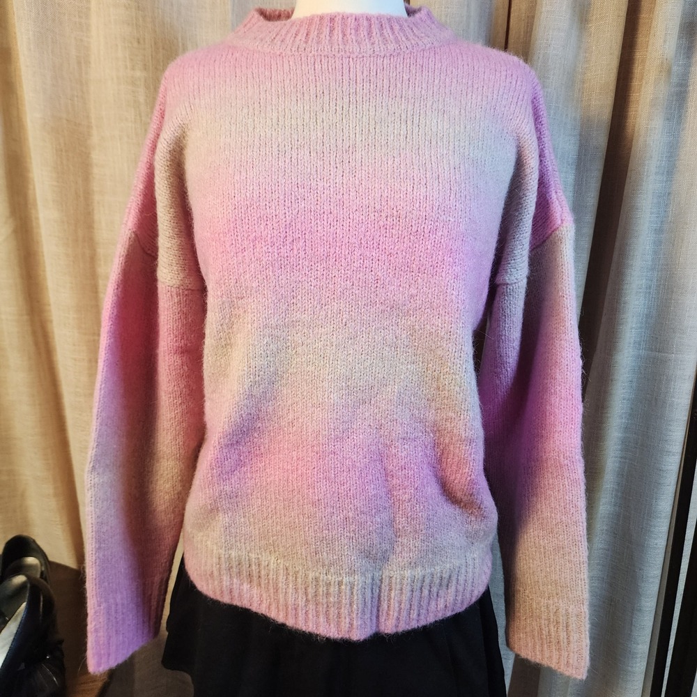 Rag & Bone Holly Pink Ombre Alpaca Sweater M Oversized Crewneck $495